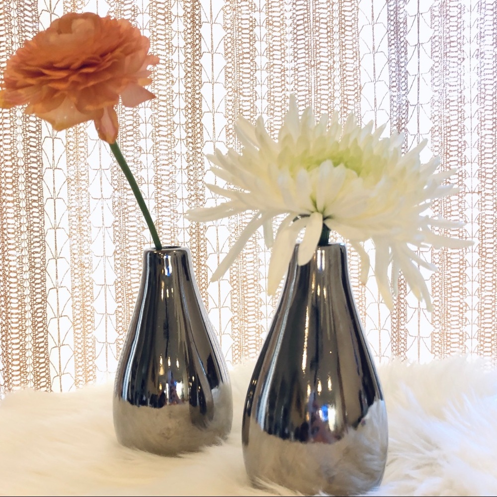 Silver Bud Vases - Pair